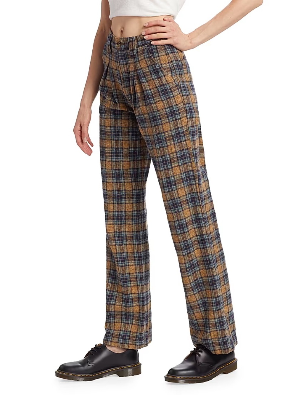Mother The Maven Pleated Plaid Pants Size 30